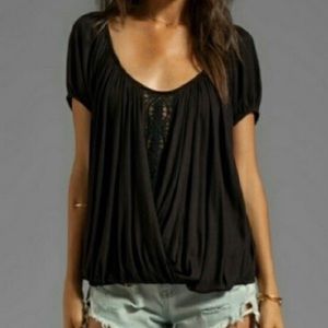 🖤 Free People | Black Faux Wrap Top
